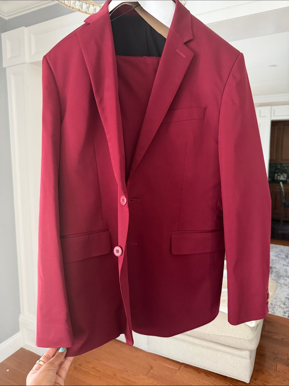 Mens Burgundy Blazer - Smart Tailored Suit( jacket and pant.